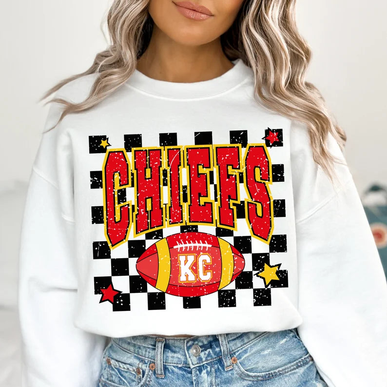 KC Chiefs Checkered football dtf transfer