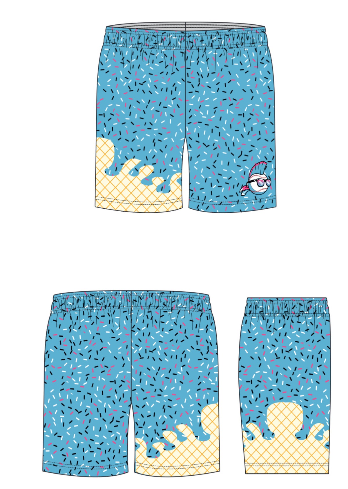 MLU BLUE Ice Cream Drip Shorts