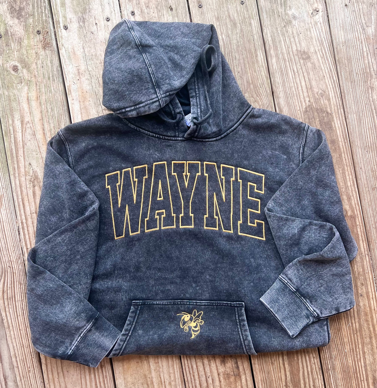 Wayne Yellow Jacket embroidered Mineral wash hoodie PRE-ORDER