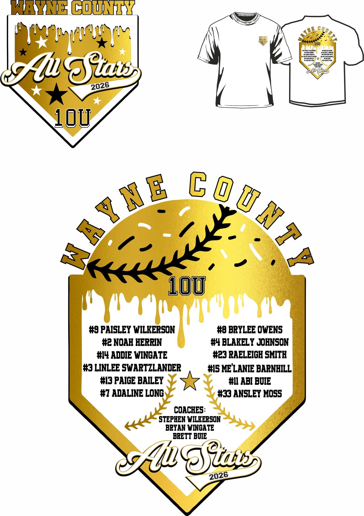 Wayne All Stars 10u girls Drip T-Shirts