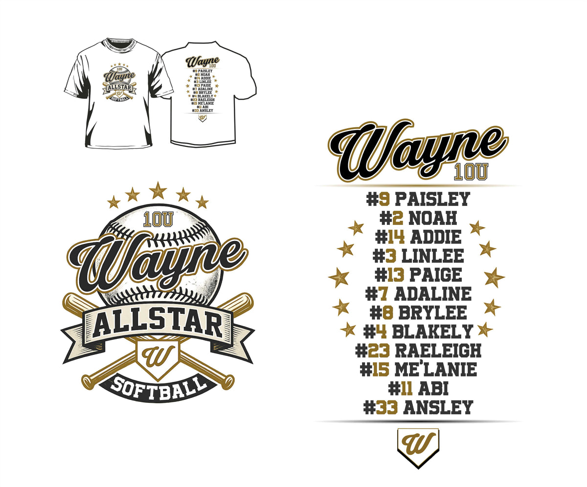 Wayne All Stars 10u girls T-Shirts