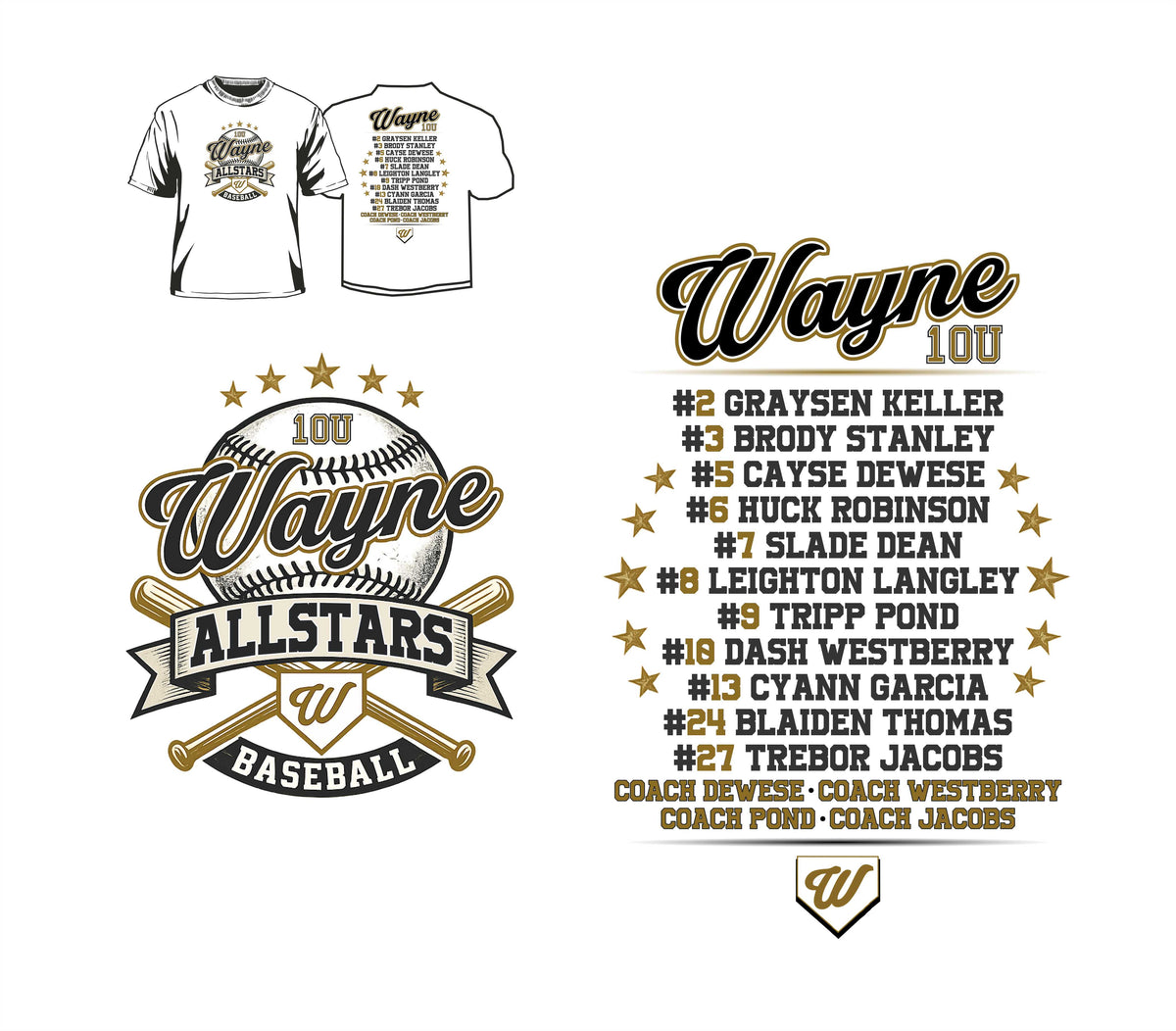 Wayne All Stars 10u Coach Pond/Dewese/Westberry/Jacobs  T-shirts