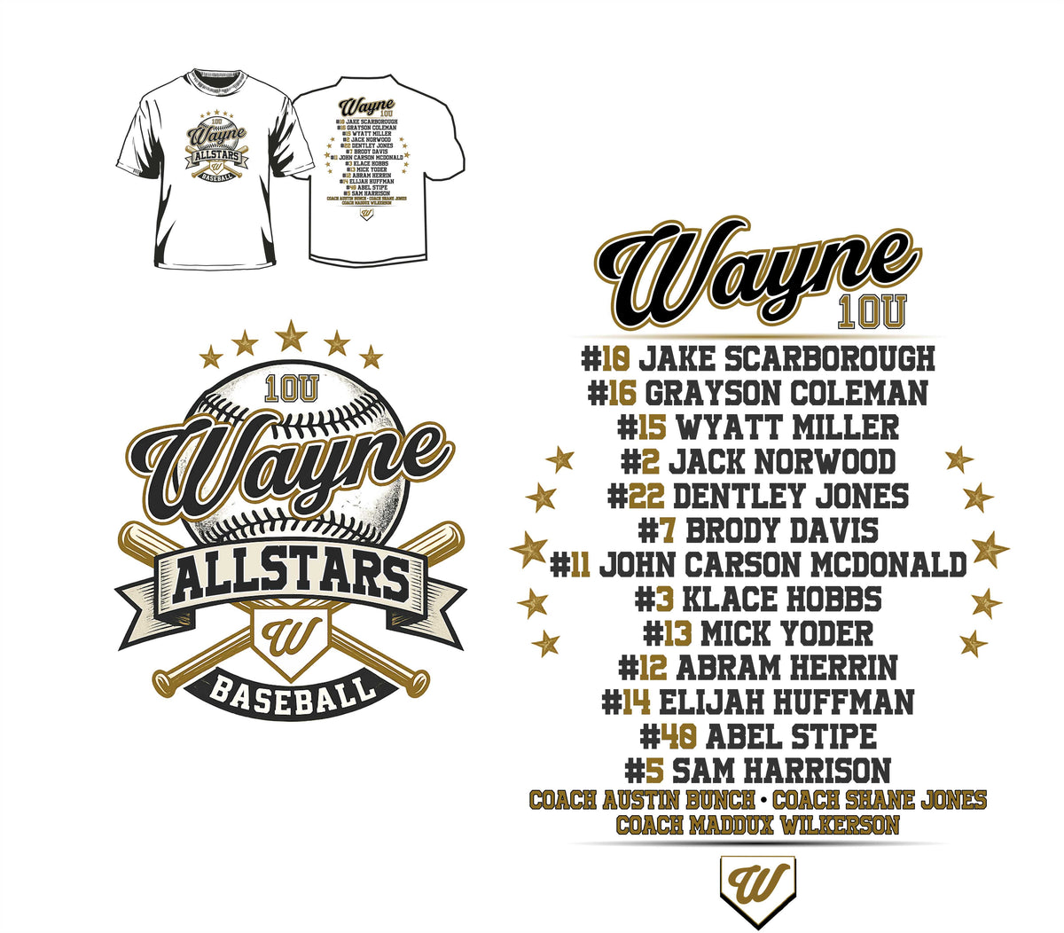 Wayne All Stars 10u Coach Bunch/Jones/Wilkerson  T-shirts