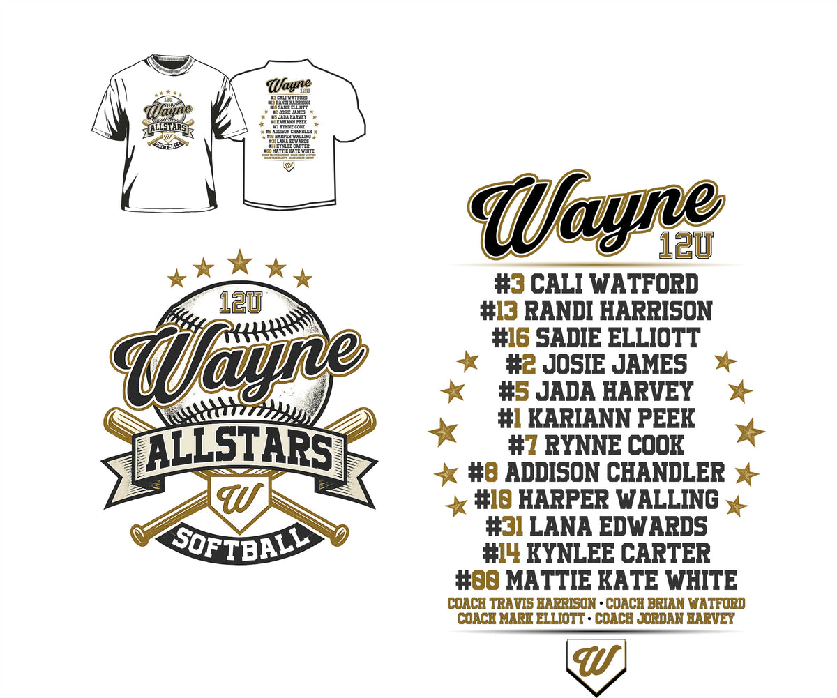 Wayne All Stars 12u girls T-Shirts