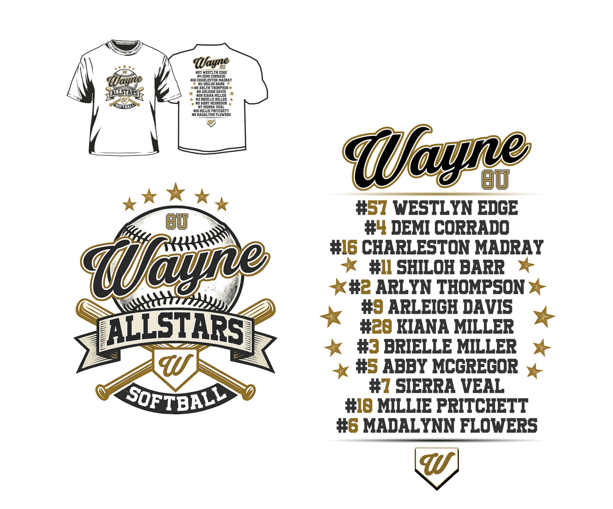 Wayne All Stars 8u girls T-Shirts