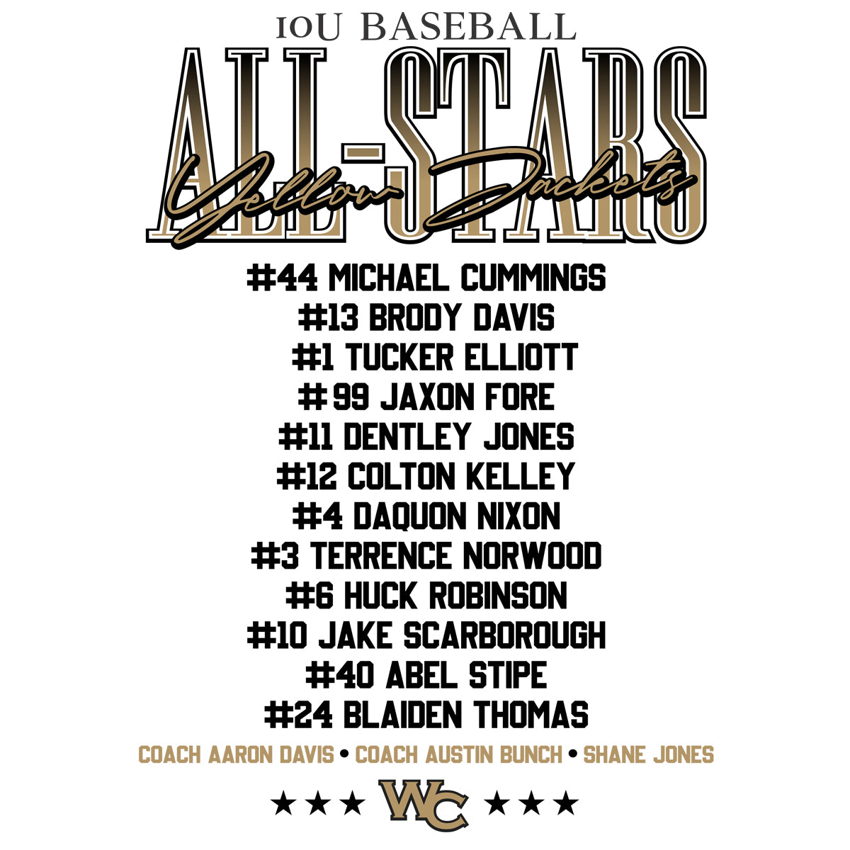 Wayne All Stars 10u Coach Davis/Bunch/Jones