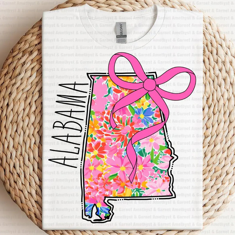 Alabama Floral Bow DTF transfer