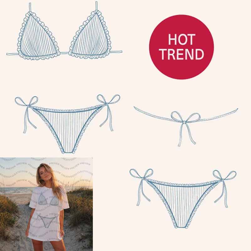 2 piece dainty bikini front and back DTF transfer