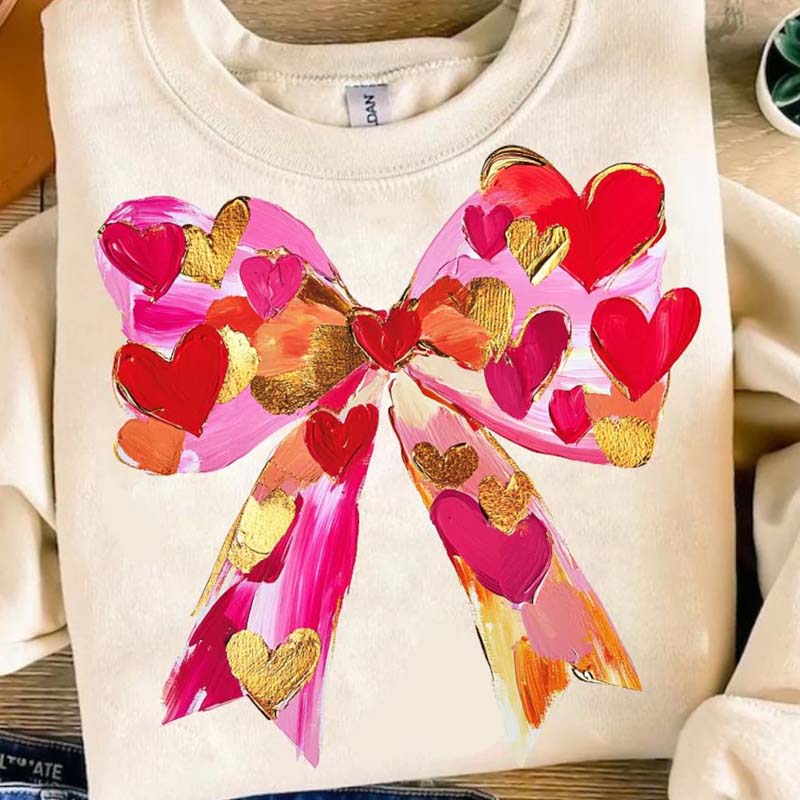 Brushstrokes Bow Valentines DTF Transfer