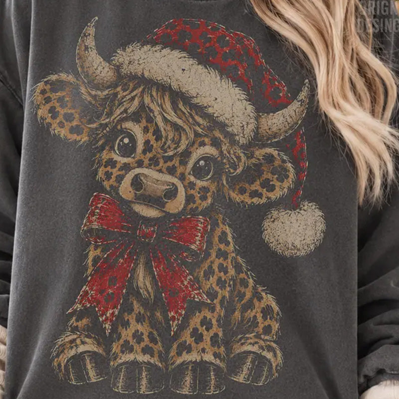 Christmas Cow Shadow Dtf Transfer