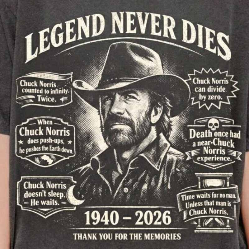 Chuck Norris Legend Never Dies DTF Transfer