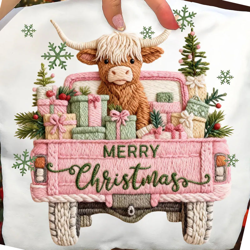Cow Crochet Merry Christmas Dtf Transfer