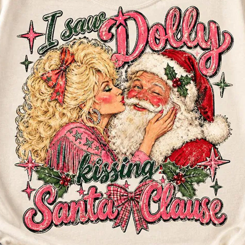 Dolly Kissing Santa Clause Dtf Transfer
