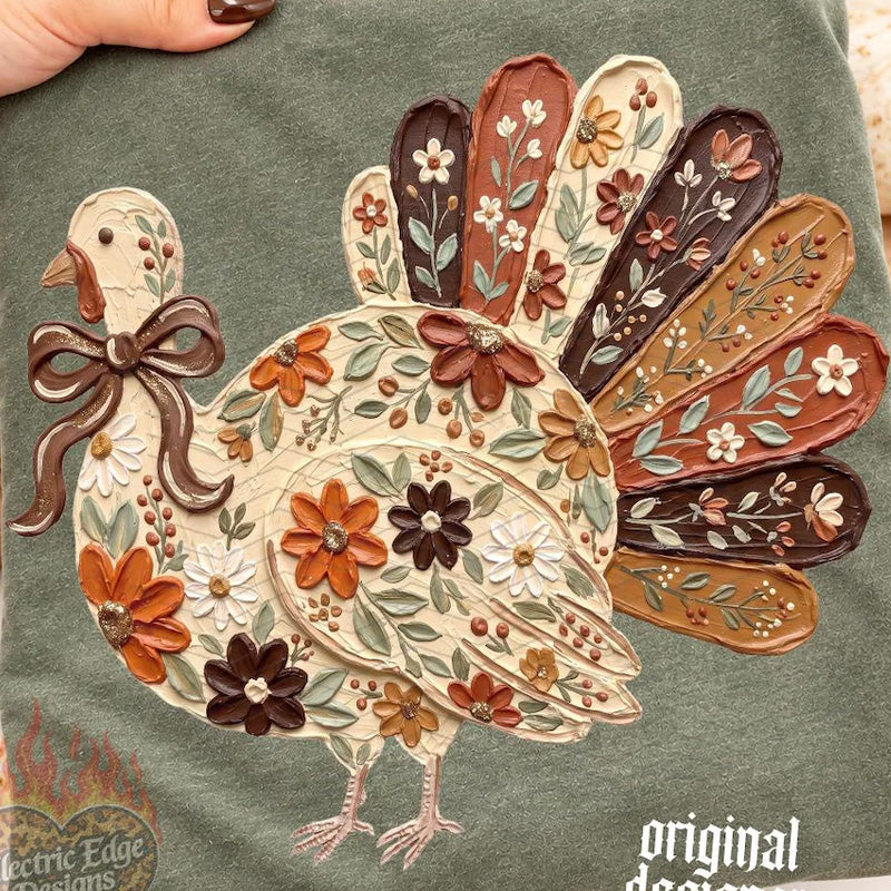 Fall Floral Turkey DTF Transfer