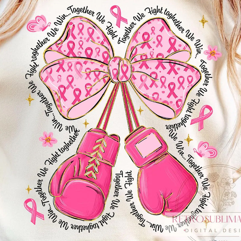 Boxing Gloves Bow Breast Cancer Awareness DTF transfer