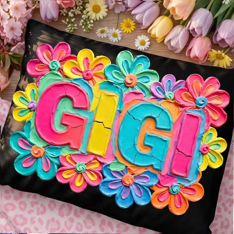 Paint Brush Floral Mother's Day Title DTF Transfers