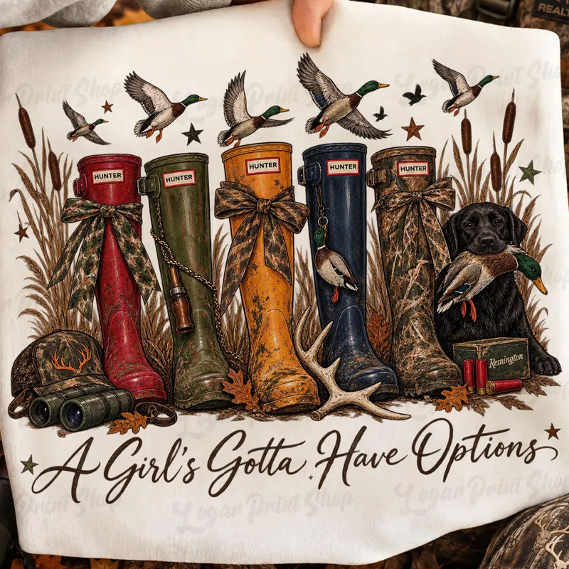 A girl's gotta have options boots DTF Transfer