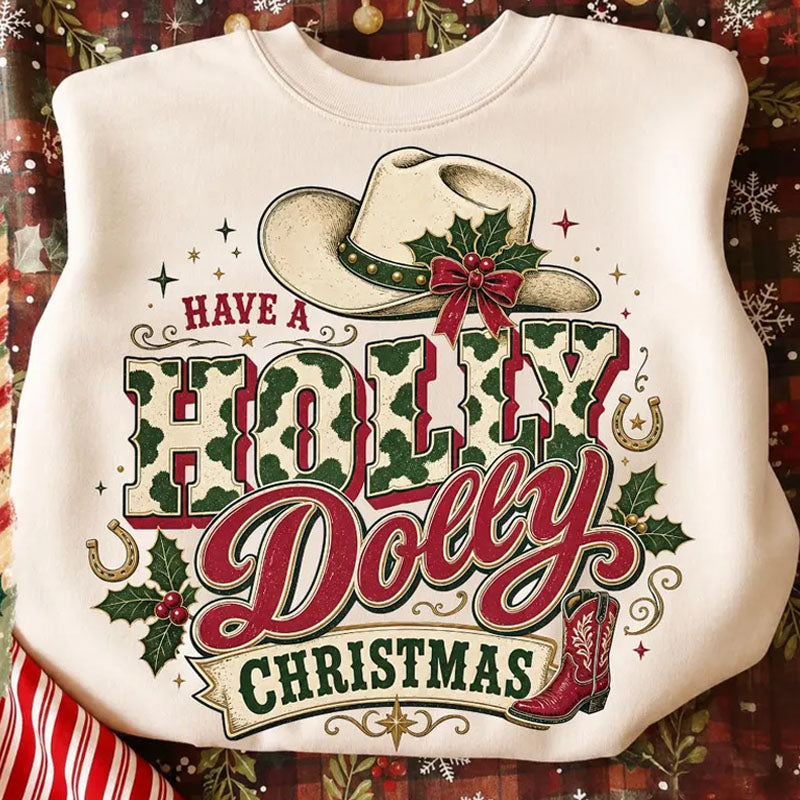 Holly Dolly Christmas Cow print Dtf Transfer