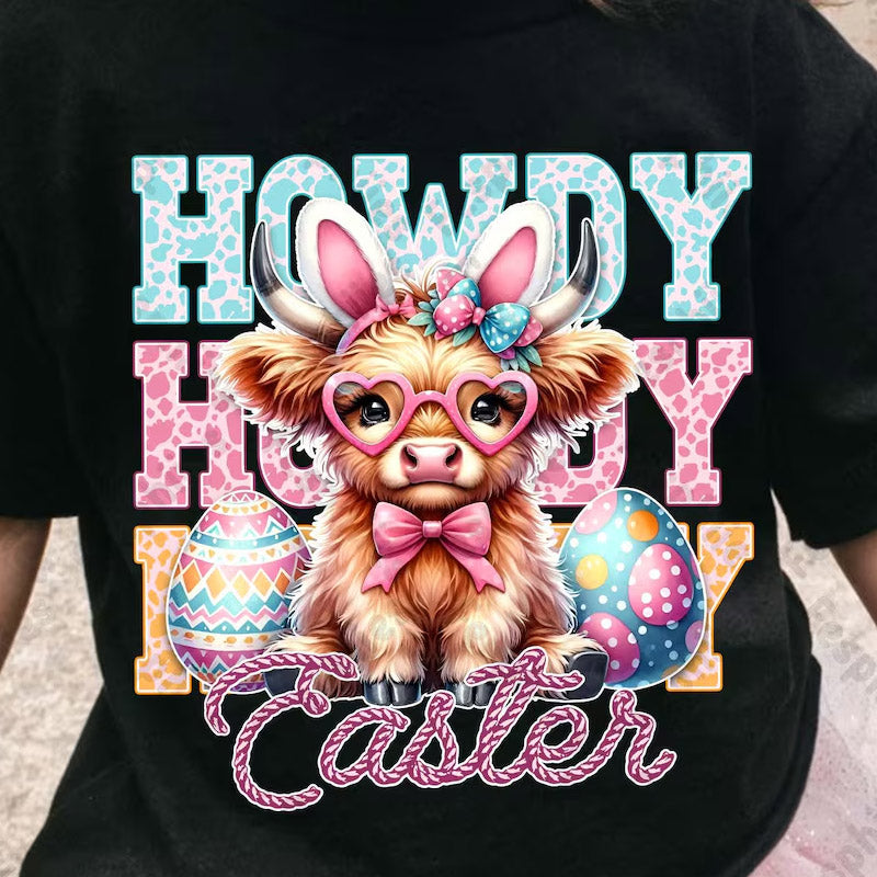 Howdy Easter Highland Cow DTF Transfer