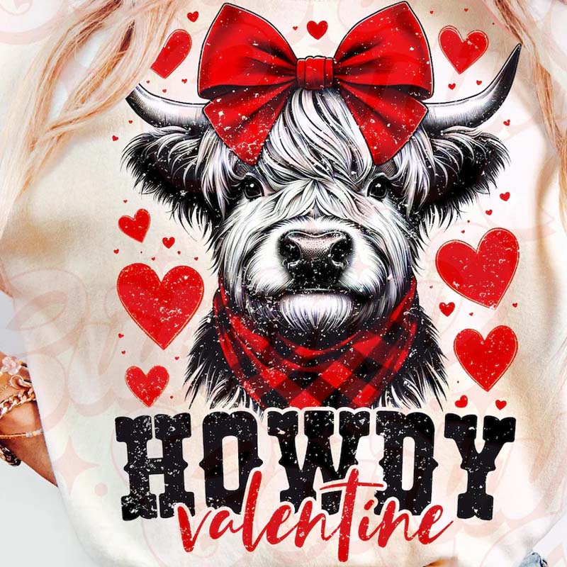Howdy Valentine Highland Cow DTF Transfer