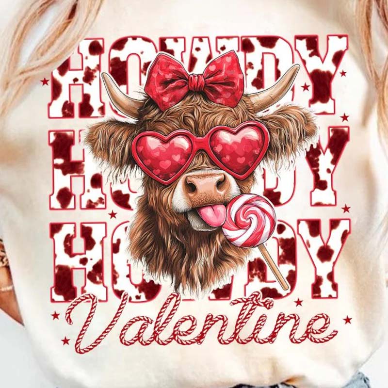 Howdy Highland Cow Lollipop Valentines DTF Transfer