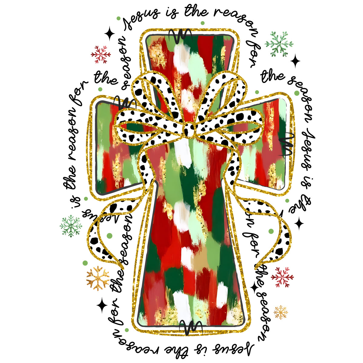 Jesus is the Reason Christmas Cross DTF transfer