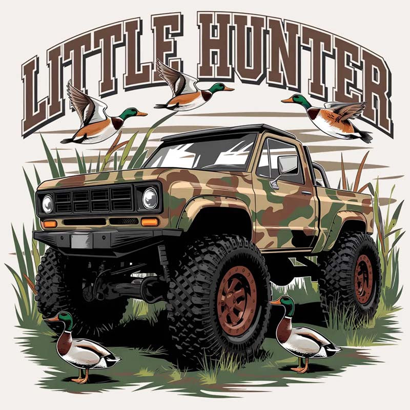 Little Hunter Camo Truck DTF Transfer