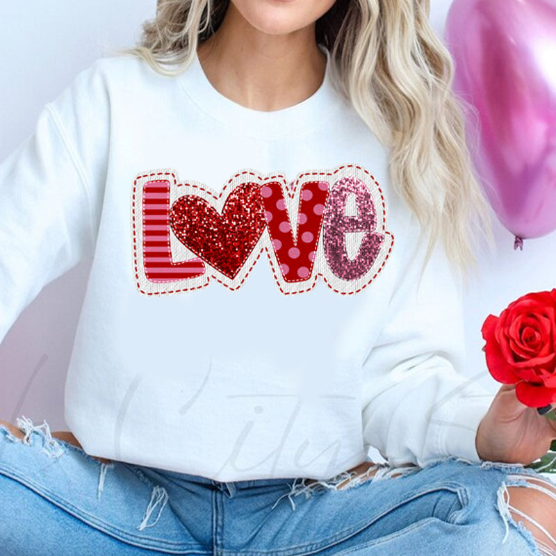 Love Feaux Embroidery Shirt