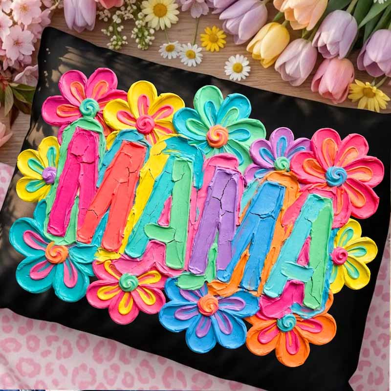 Paint Brush Floral Mother's Day Title DTF Transfers