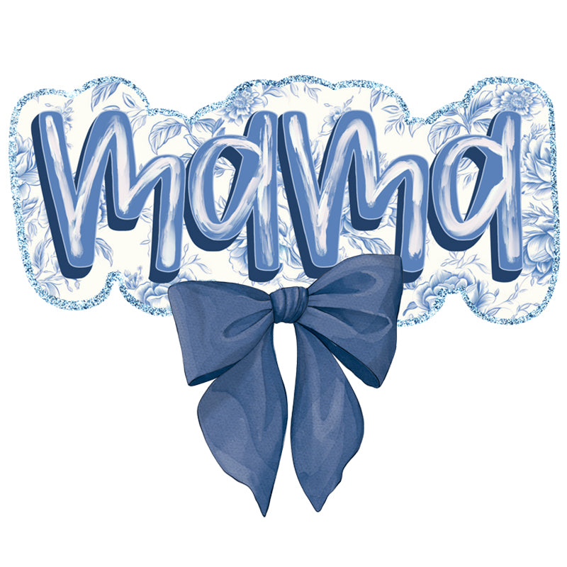 Mama Blue Floral DTF Transfer