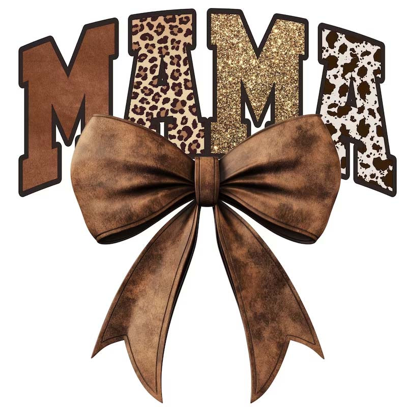 Mama Leather Bow DTF Transfer