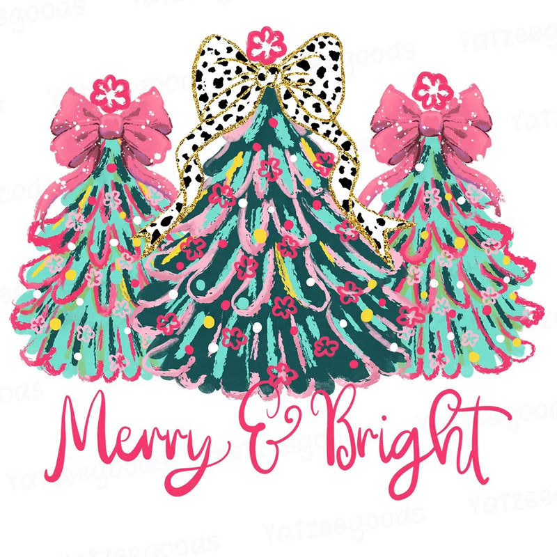 Merry and Bright Lily Bow DTF Transfer