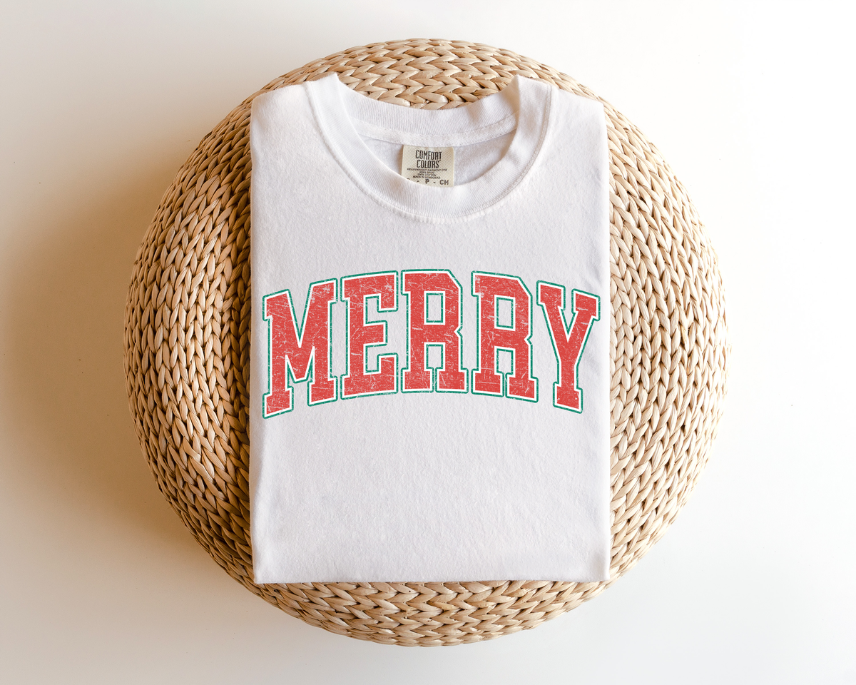 Merry Grunge Varsity Font DTF Transfer