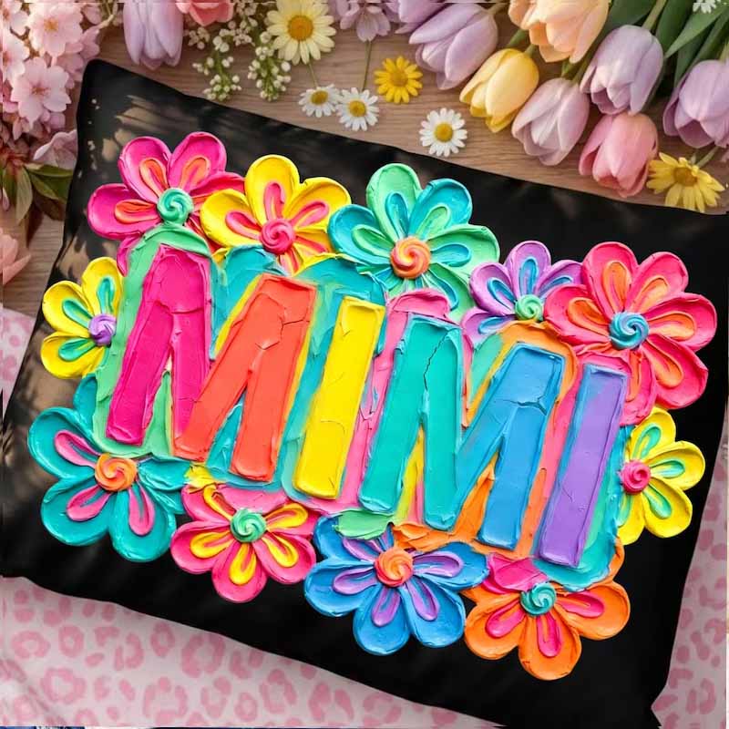 Paint Brush Floral Mother's Day Title DTF Transfers