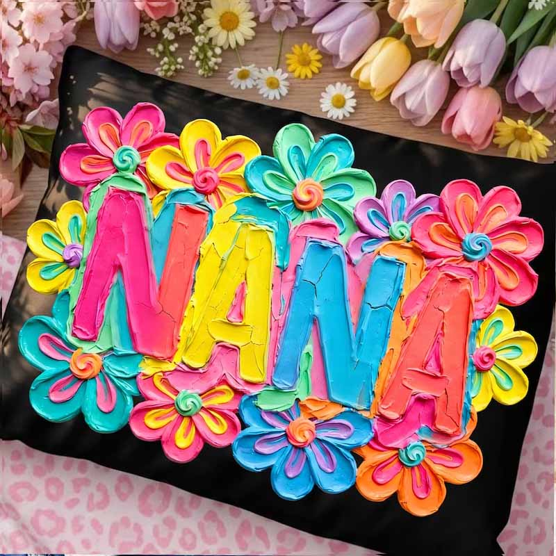 Paint Brush Floral Mother's Day Title DTF Transfers