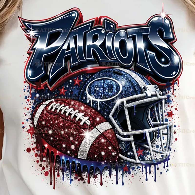 Patriots Sparkle Drip DTF Transfer