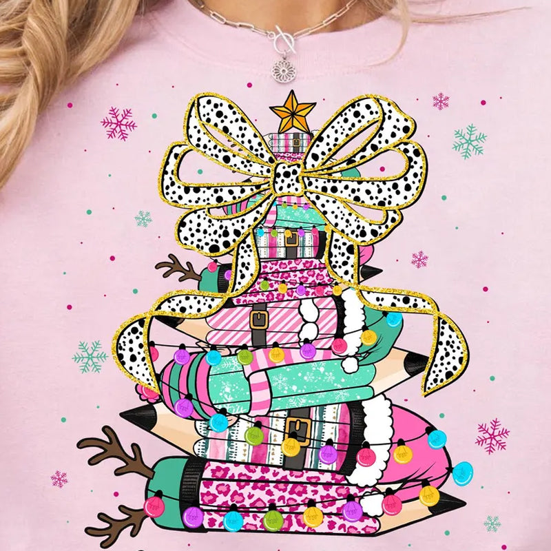Pink Pencil Tree DTF Transfer