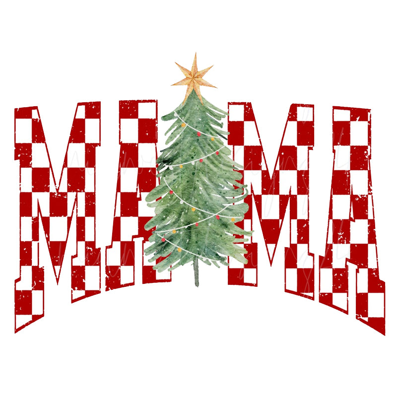 Mama Checkered Christmas Tree DTF Transfer