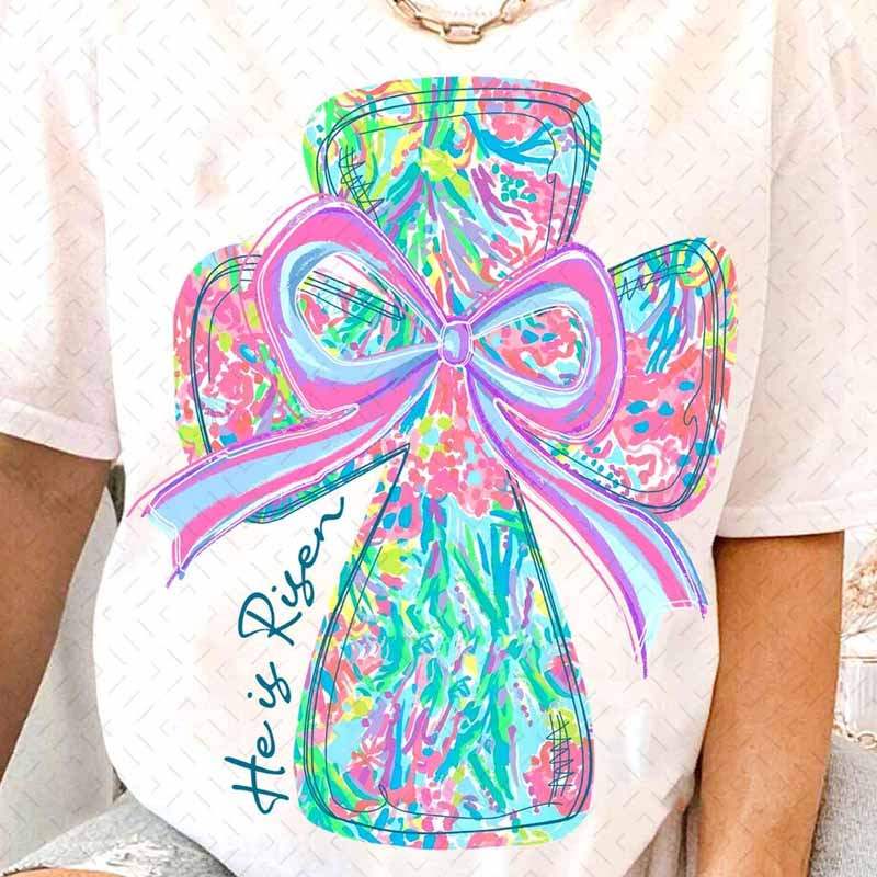 He is Risen Lily Cross DTF TRANSFER