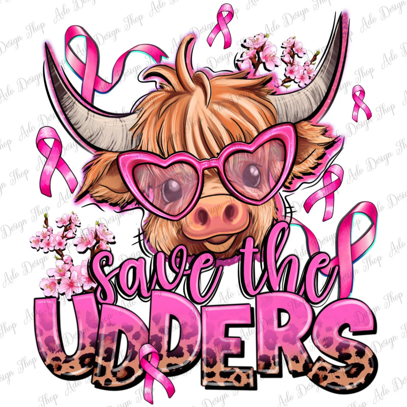Save The Udders Highland Cow Breast Cancer DTF transfer