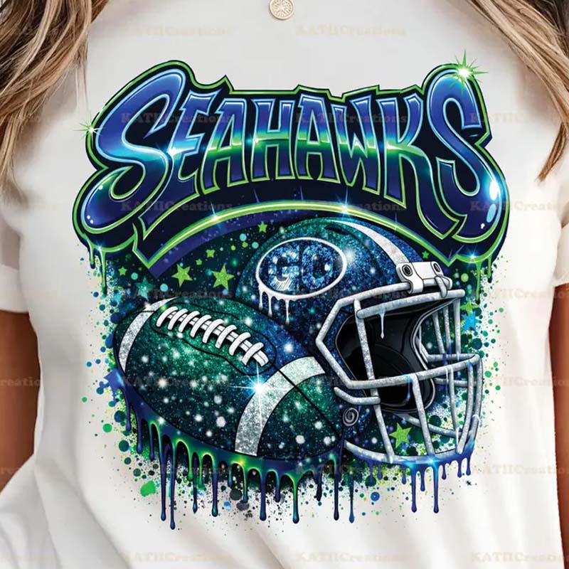Seahawks Sparkle Drip DTF Transfer