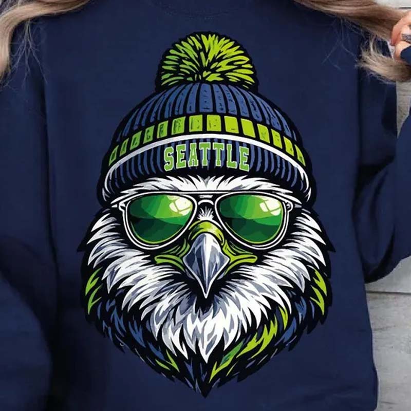Seahawks Retro Hawk Beanie DTF Transfer