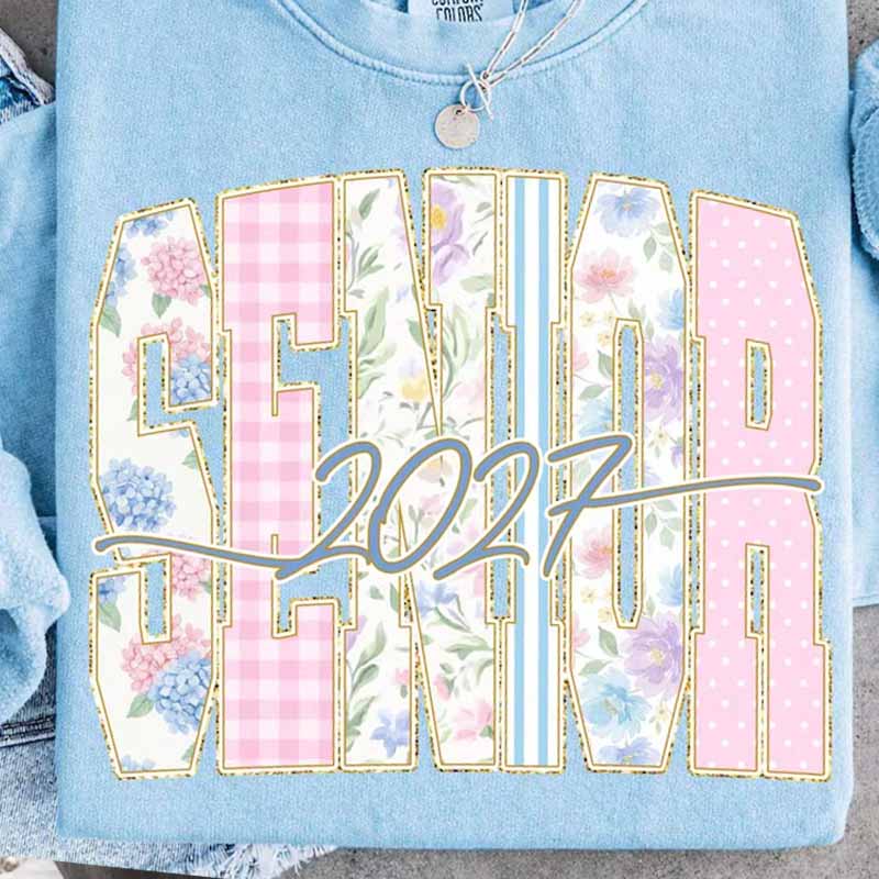 senior 2027 floral Dtf transfer