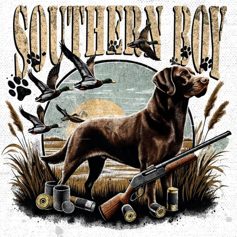 Southern Boy Chocolate Labrador DTF Transfer