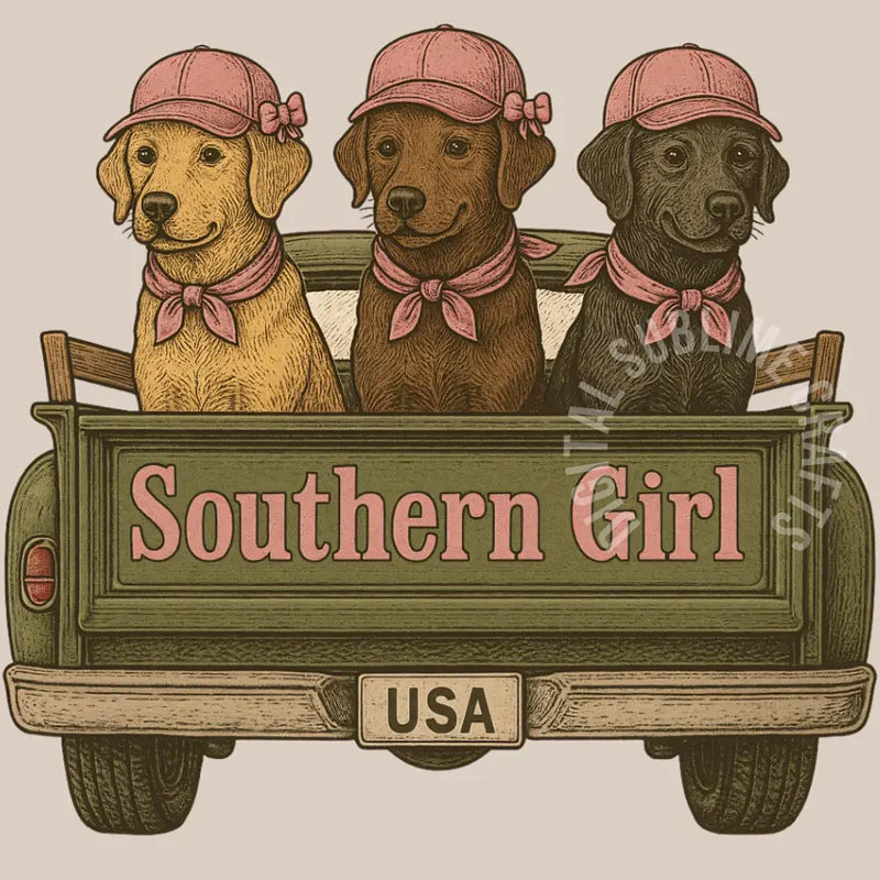 Southern Girl Puppies in truck Dtf Transfer