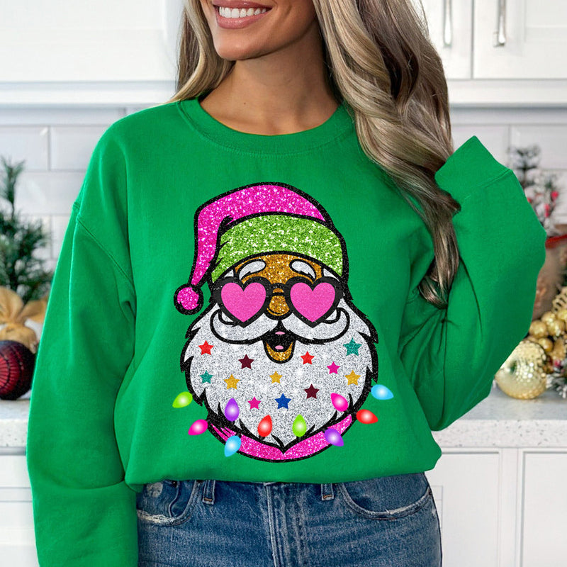 Sparkle Santa Crewneck Sweatshirt - SandB's Tees
