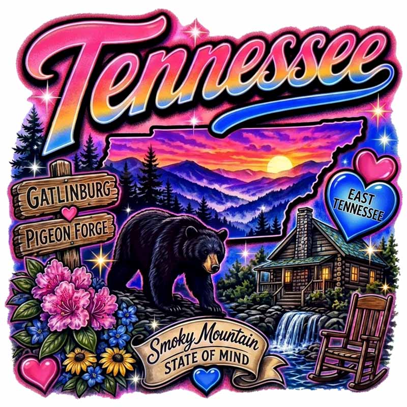 Tennessee Smoky Mountains Dtf transfer