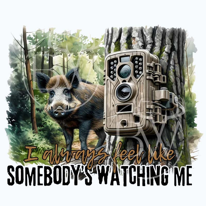 I Always Feel Like Somebody&#39;s Watching Me Hog Hunting DTF Transfer