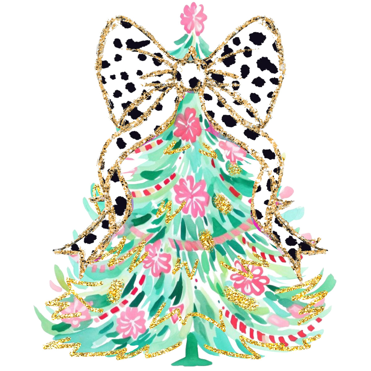 Lily Bow Brush Stroke Christmas tree DTF transfer