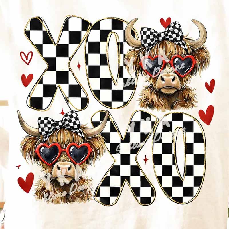 XOXO Highland Cow Valentine DTF Transfer